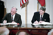 Reagan And Gorbachev Signing The Inf Treaty #1 Photograph by Science Photo Library
