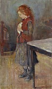 Redhaired Girl With White Rat Painting by Edvard Munch
