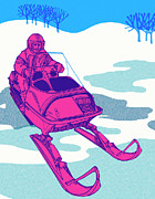 Snowmobiler #1 Drawing by CSA Images Snowmobiler #1 Drawing by CSA Images
