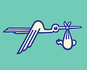 Stork Carrying a Baby #1 Drawing by CSA Images