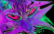 Super Duper Crazy Cat Purple #1 Digital Art by Don Northup