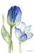 Teal And Lavender Tulips I #1 Painting by Lanie Loreth