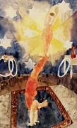 Two Acrobats In Red Tights Painting by Charles Demuth
