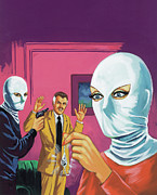 Two Masked People Robbing Man #1 Drawing by CSA Images