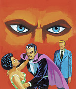 Vampire Entices Woman While Man Looks On #1 Drawing by CSA Images