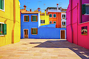 Venice landmark, Burano island square and colorful houses, Italy #1 Photograph by Stefano Orazzini