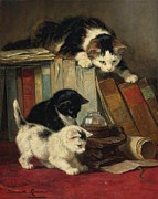 Watching The Prey Painting by Henriette Ronner-knip Watching The Prey Painting by Henriette Ronner-knip