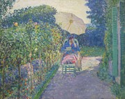 Woman Seated In A Garden Painting by Frederick Carl Frieseke