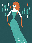 Woman Wearing an Evening Gown #1 Drawing by CSA Images Woman Wearing an Evening Gown #1 Drawing by CSA Images