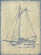 Yacht Blueprint II #1 Painting by Ethan Harper
