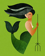 Mermaid #11 Drawing by CSA Images Mermaid #11 Drawing by CSA Images