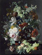 Still Life With Flowers And Fruit Painting by Jan Van Huysum Still Life With Flowers And Fruit Painting by Jan Van Huysum