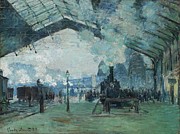 Arrival Of The Normandy Train, Gare Saint-lazare Painting by Claude Monet