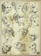 13 Sketches Of Various Faces Drawing by After Abraham Bloemaert 13 Sketches Of Various Faces Drawing by After Abraham Bloemaert
