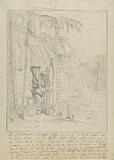 An Indian Yogi Tied To A Palm Tree Drawing by Willem Schellinks