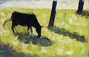 Black Cow In A Meadow Painting by Georges Seurat Black Cow In A Meadow Painting by Georges Seurat
