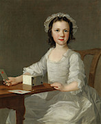 Girl Building a House of Cards. #2 Painting by Attributed to Thomas Frye