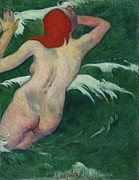 In The Waves Painting by Paul Gauguin