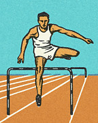 Man Running Hurdles #2 Drawing by CSA Images Man Running Hurdles #2 Drawing by CSA Images