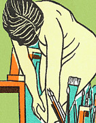 Nude Woman Bending Over #2 Drawing by CSA Images Nude Woman Bending Over #2 Drawing by CSA Images