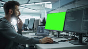 Programmer Working On Computer With Green Screen #2 Photograph by Gorodenkoff Productions/science Photo Library
