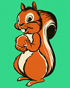 Squirrel Holding a Nut #2 Drawing by CSA Images