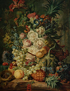 Still Life With Fruit And Flowers Painting by Jan Van Os