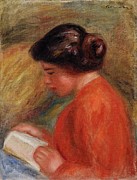 Young Woman Reading Painting by Pierre-auguste Renoir
