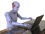 Humanoid Robot Working With Laptop #20 Photograph by Science Photo Library
