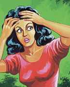 Frightened Woman #23 Drawing by CSA Images