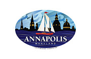 Annapolis Skyline Red Sail Boat #3 Digital Art by Joe Barsin Annapolis Skyline Red Sail Boat #3 Digital Art by Joe Barsin