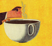 Man Smelling Giant Cup of Coffee #3 Drawing by CSA Images Man Smelling Giant Cup of Coffee #3 Drawing by CSA Images