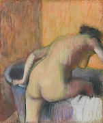 Bather Stepping into a Tub. #4 Painting by Edgar Degas