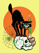 Black cat #4 Drawing by CSA Images Black cat #4 Drawing by CSA Images