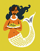 Mermaid #4 Drawing by CSA Images Mermaid #4 Drawing by CSA Images