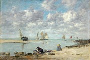 Washerwoman Near Trouville Painting by Eugene Boudin