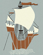 Pirate Ship #5 Drawing by CSA Images Pirate Ship #5 Drawing by CSA Images