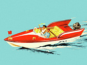 Speedboat #5 Drawing by CSA Images Speedboat #5 Drawing by CSA Images