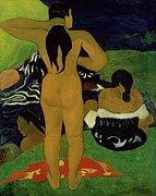 Tahitian Women Bathing Painting by Paul Gauguin