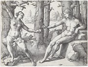 The Fall Of Man Drawing by Lucas Van Leyden