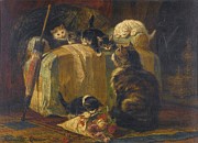 Kittens At Play Painting by Henriette Ronner-knip Kittens At Play Painting by Henriette Ronner-knip