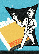 Man smoking #7 Drawing by CSA Images