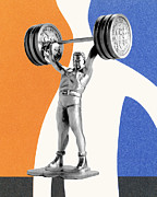 Man Lifting Weights #8 Drawing by CSA Images