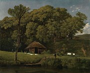 A Barn on the Bank of a Stream in Gelderland. Een bouwhoeve aan de oever van een beek in Gelderla... Painting by Wouter Johannes van Troostwijk -1782-1810-