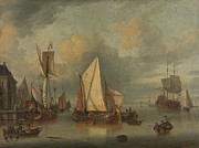 A Calm -Ships in the Harbor by Calm Weather-. Painting by Jan Claesz Rietschoof A Calm -Ships in the Harbor by Calm Weather-. Painting by Jan Claesz Rietschoof