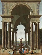 A Classical Portico With An Elegant Company Gathered Painting by Jacob Ferdinand Saeys