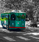A Colorful Trolley on a Black and White Backrgound Digital Art by L Bosco