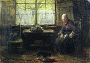 A Cottage Interior Painting by Jozef Israels
