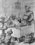 A Good Meal, B/w Negative Painting by Thomas Rowlandson