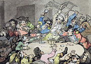 A Kick Up At A Hazard Table, Pub, By J, Harris, 1787  Etching With Drawing by Thomas Rowlandson